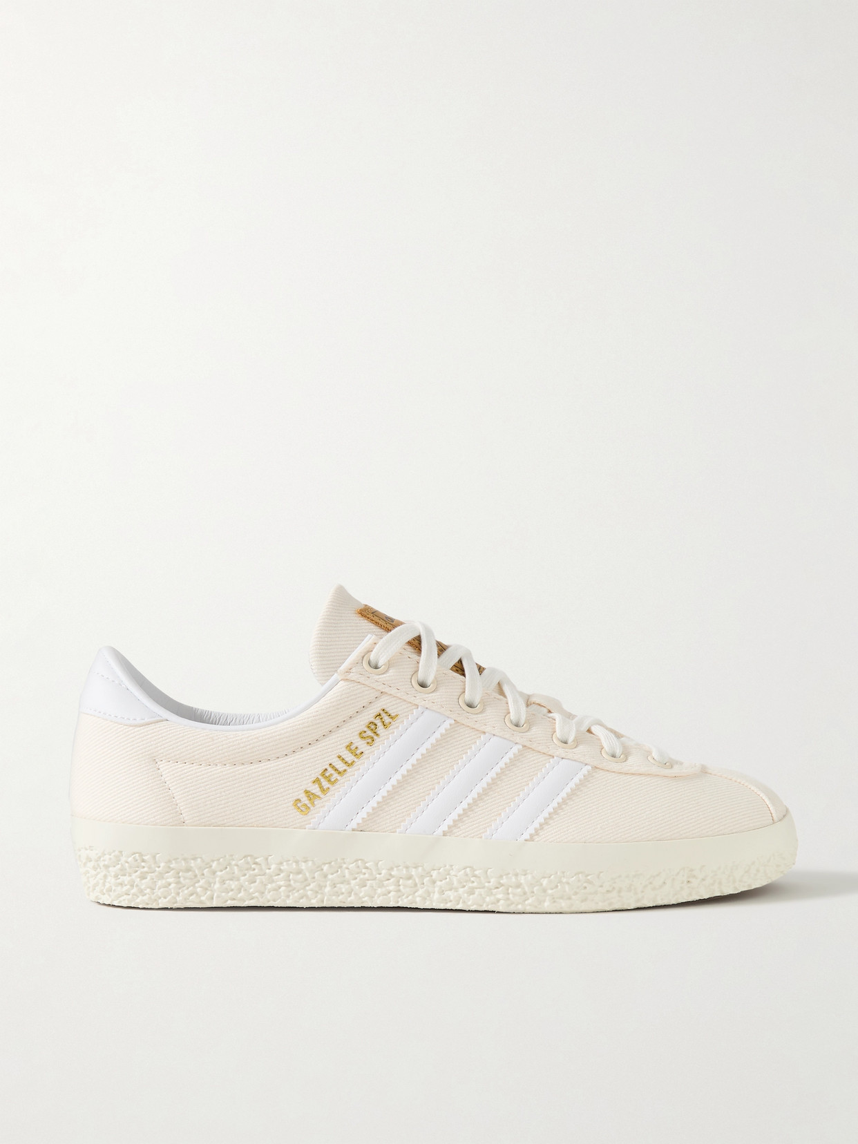 Adidas Originals Gazelle Spzl Leather-trimmed Twill Sneakers In Off-white