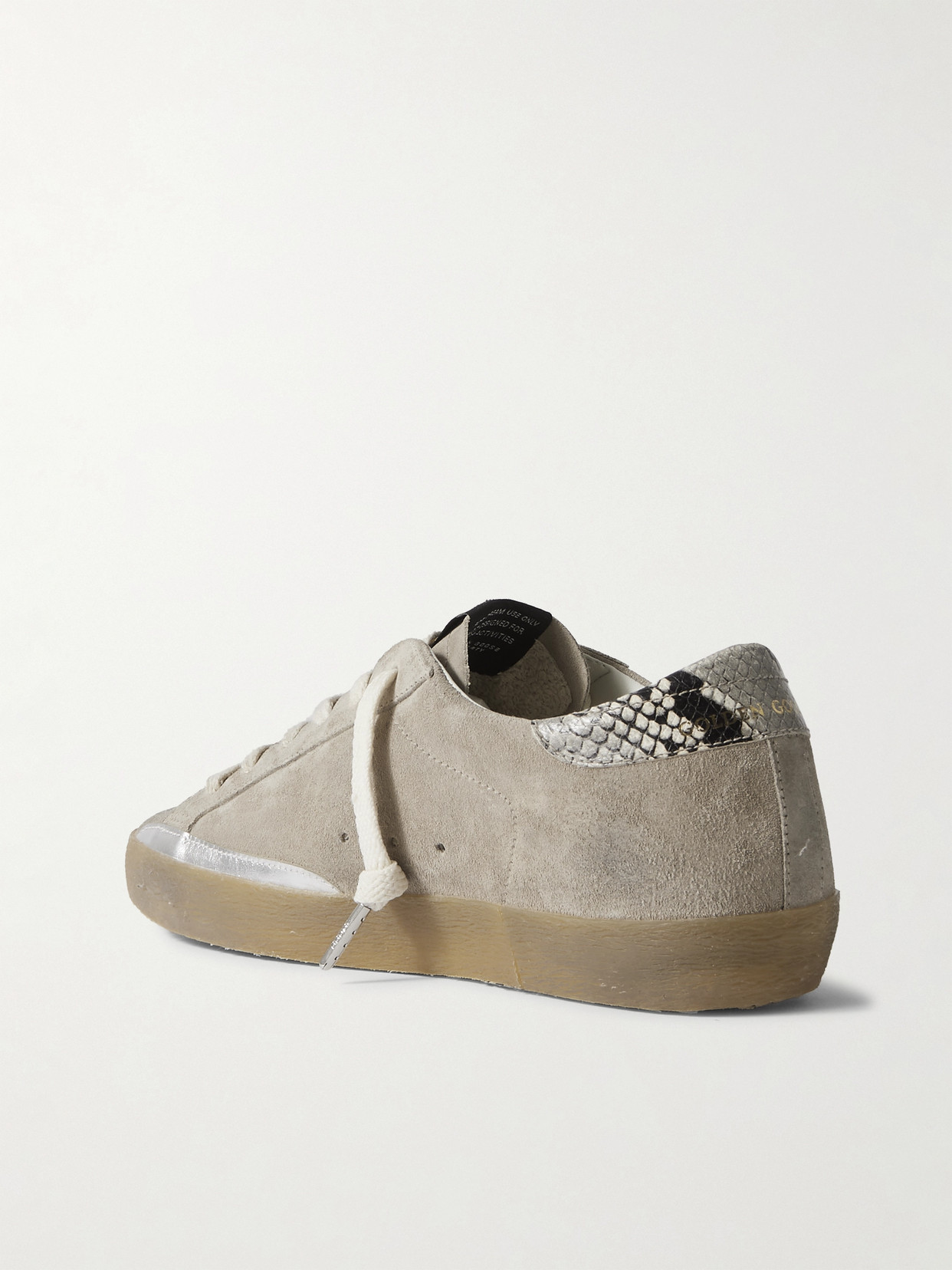 Shop Golden Goose Super-star Snake-effect Leather-trimmed Suede Sneakers In Brown