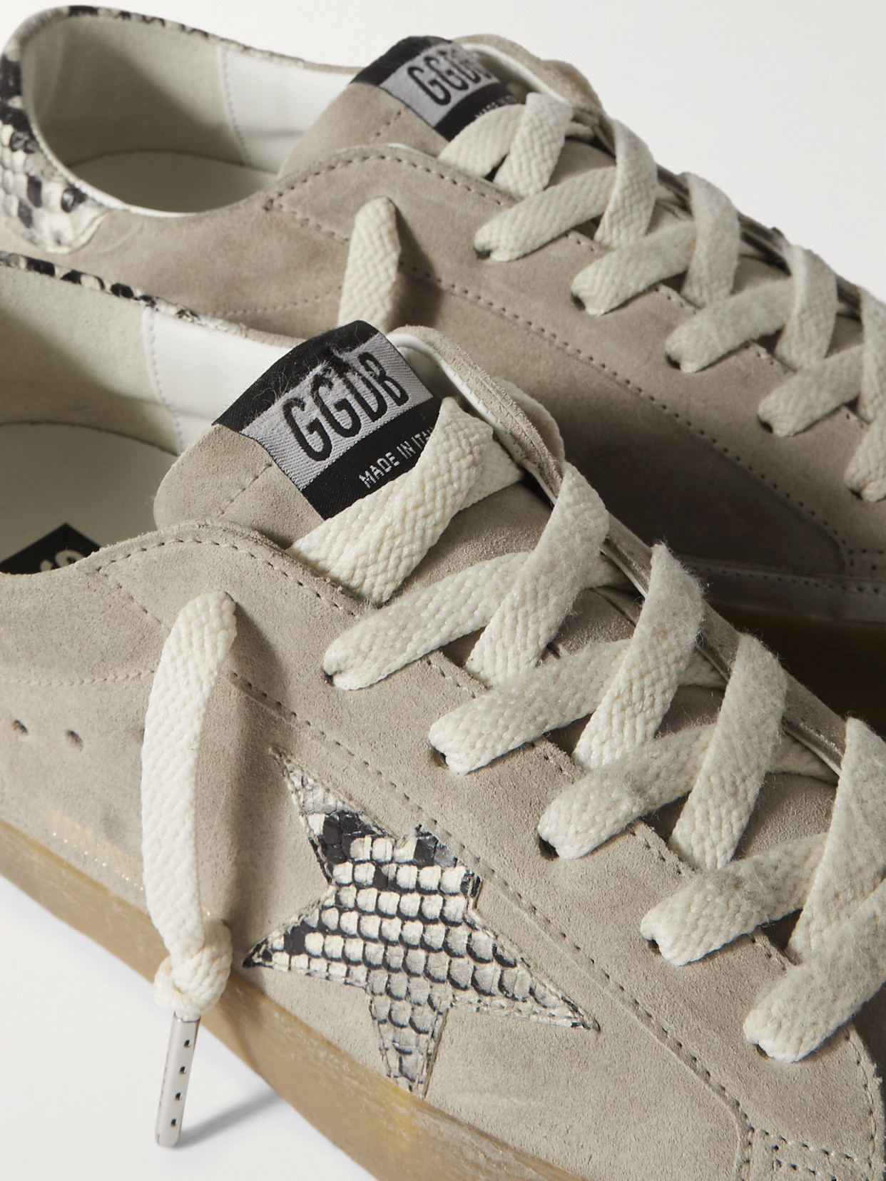 Golden Goose Super-star Snake-effect Leather-trimmed Suede Sneakers In Brown