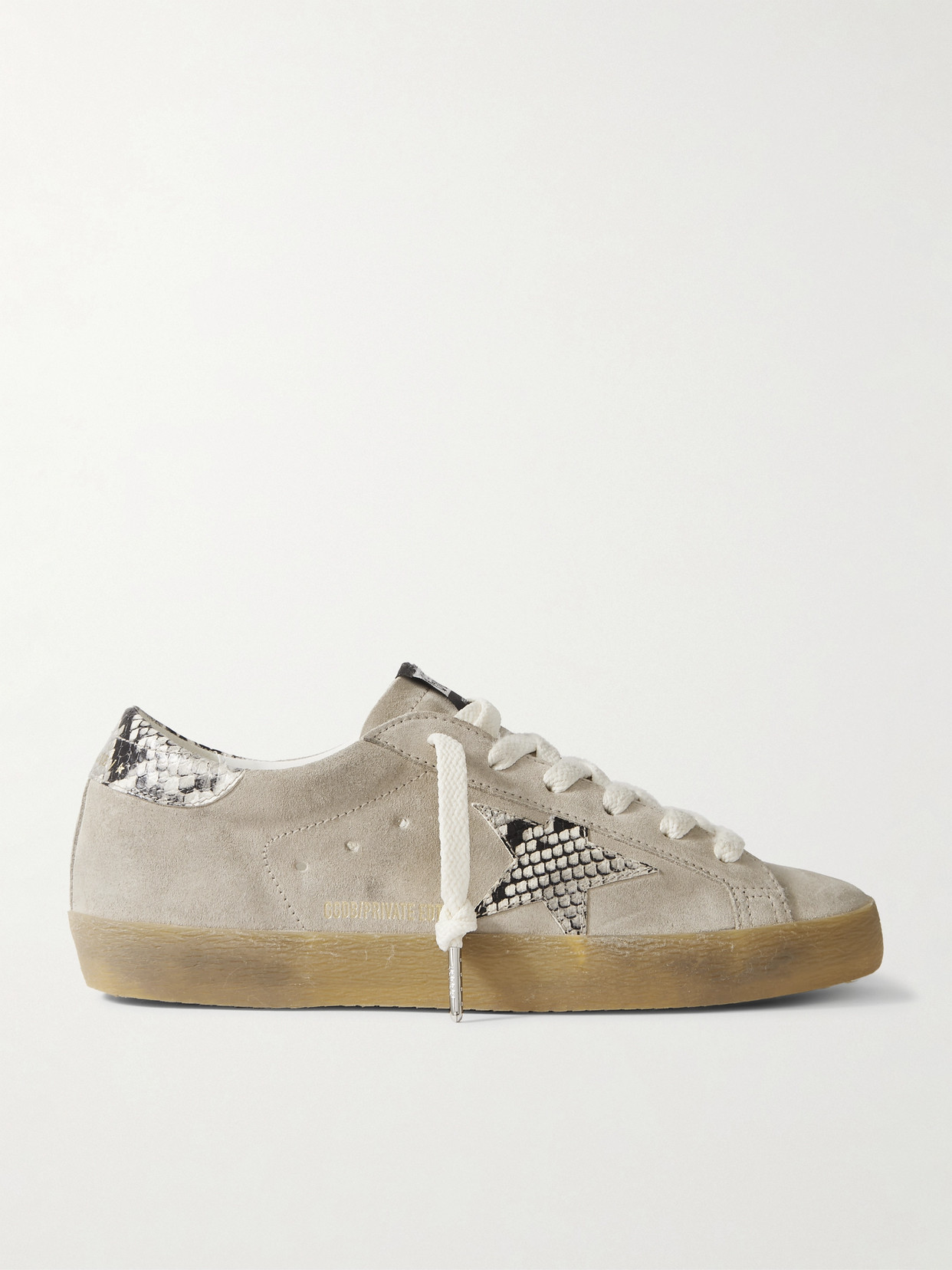 Golden Goose Super-star Snake-effect Leather-trimmed Suede Sneakers In Brown