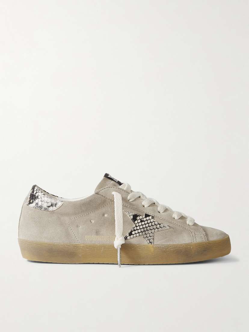 Golden Goose Super-star Snake-effect Leather-trimmed Suede Sneakers