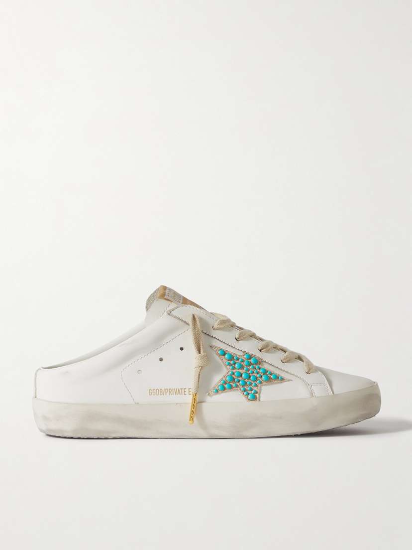 Golden Goose Super-star Sabot Distressed Embellished Leather Slip-on Sneakers