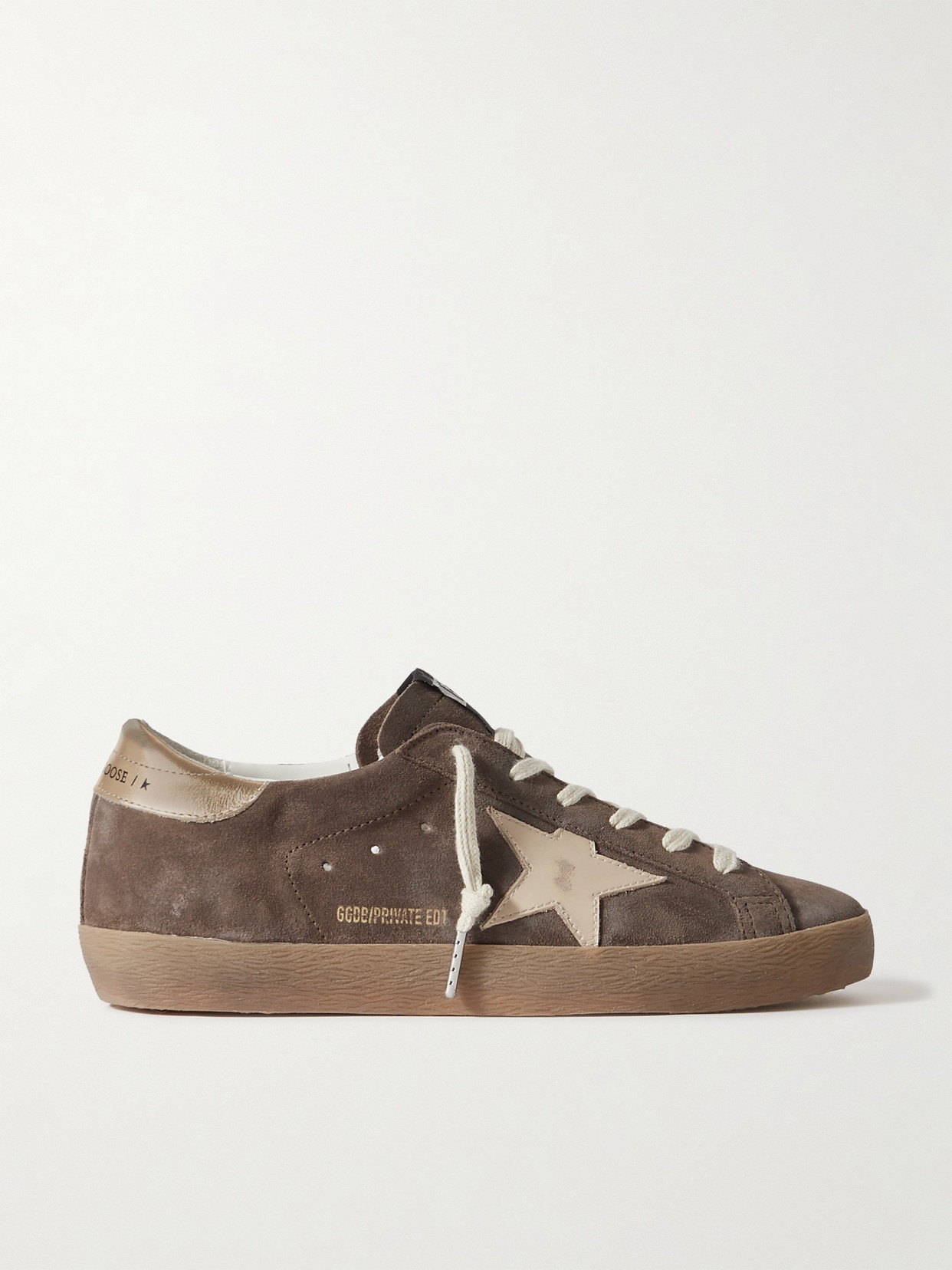 Golden Goose Super-star Distressed Leather-trimmed Suede Sneakers In Brown