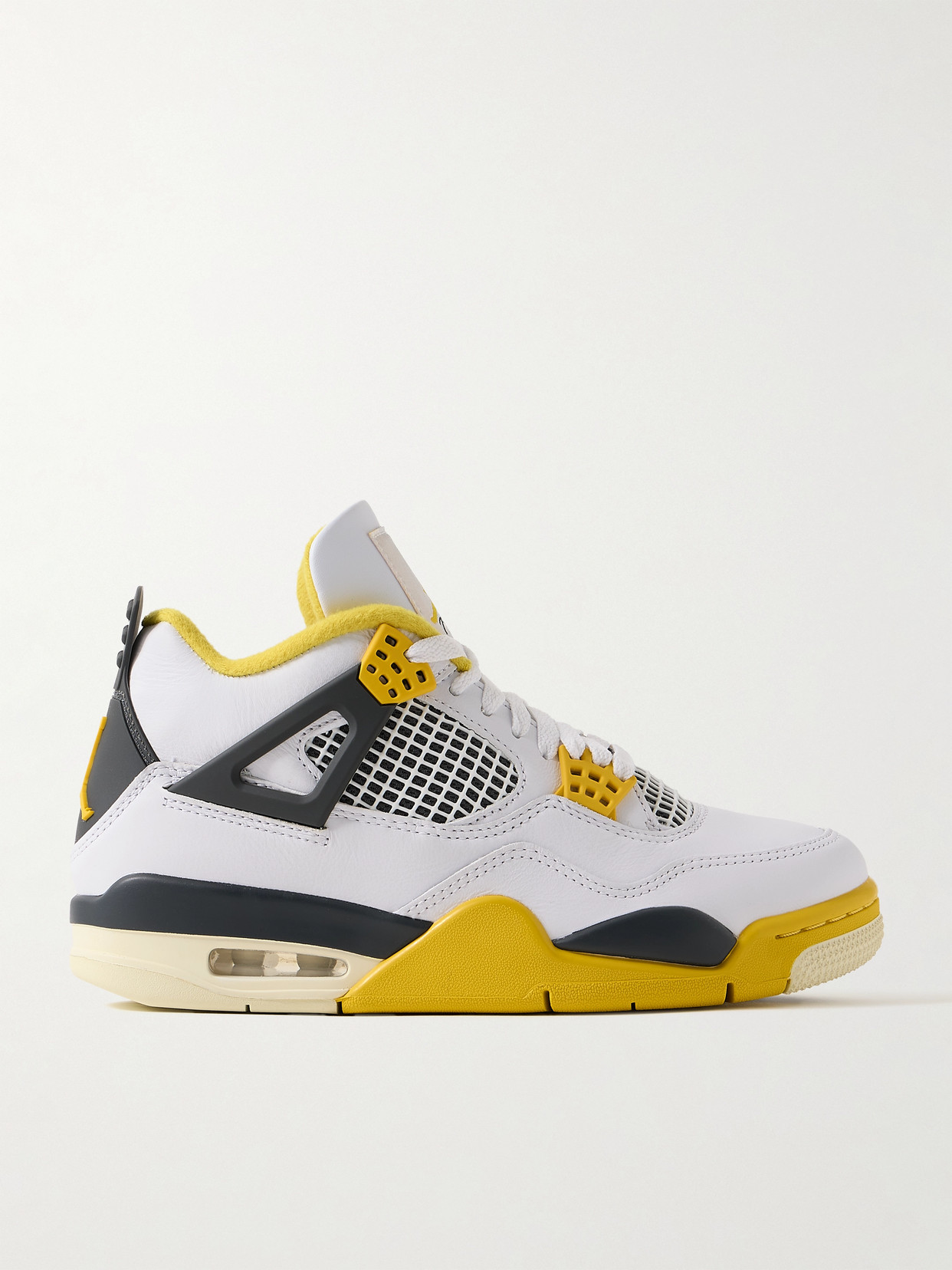 Shop Nike Air Jordan 4 Retro Rubber And Mesh-trimmed Leather High-top Sneakers In White