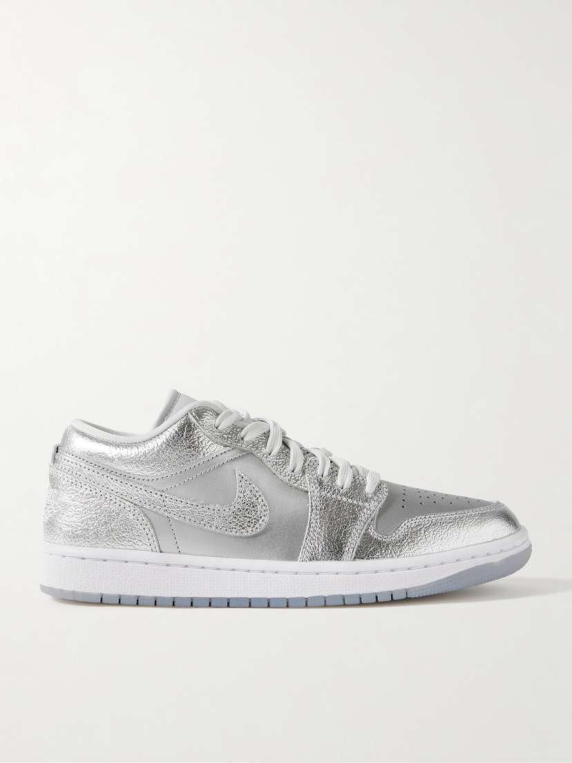Nike Air Jordan 1 Low Metallic Leather Sneakers