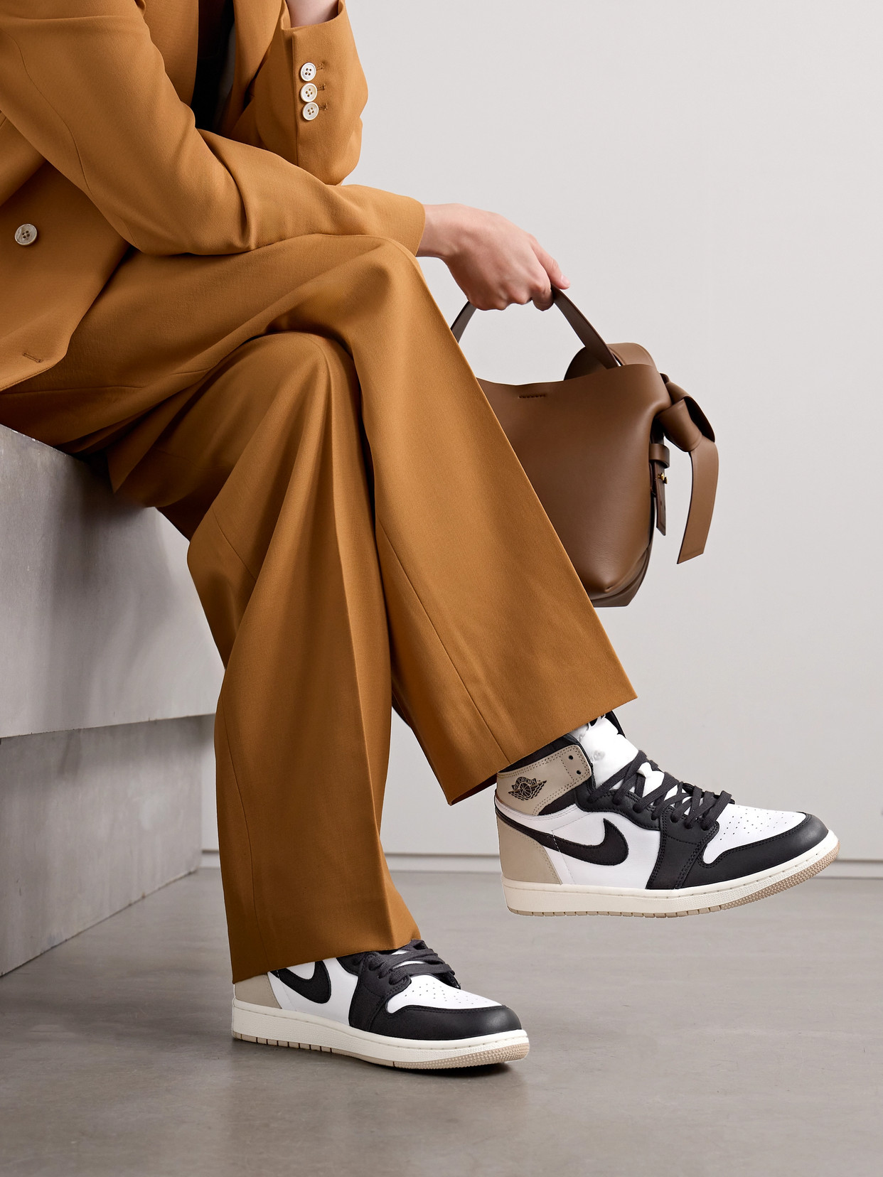 Nike Air Jordan 1 Retro Og Leather And Nubuck High-top Sneakers In Brown