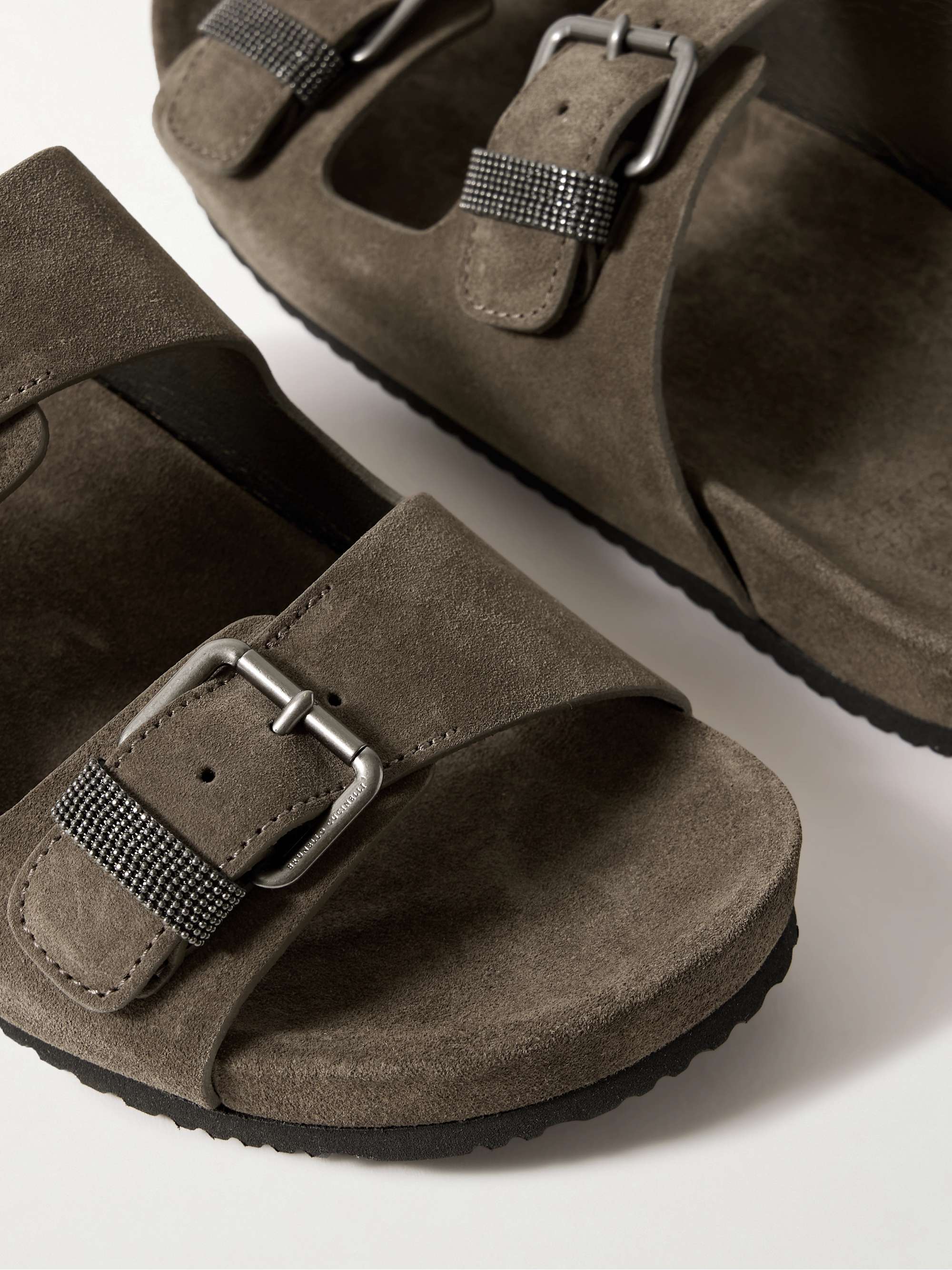 BRUNELLO CUCINELLI Embellished suede slides