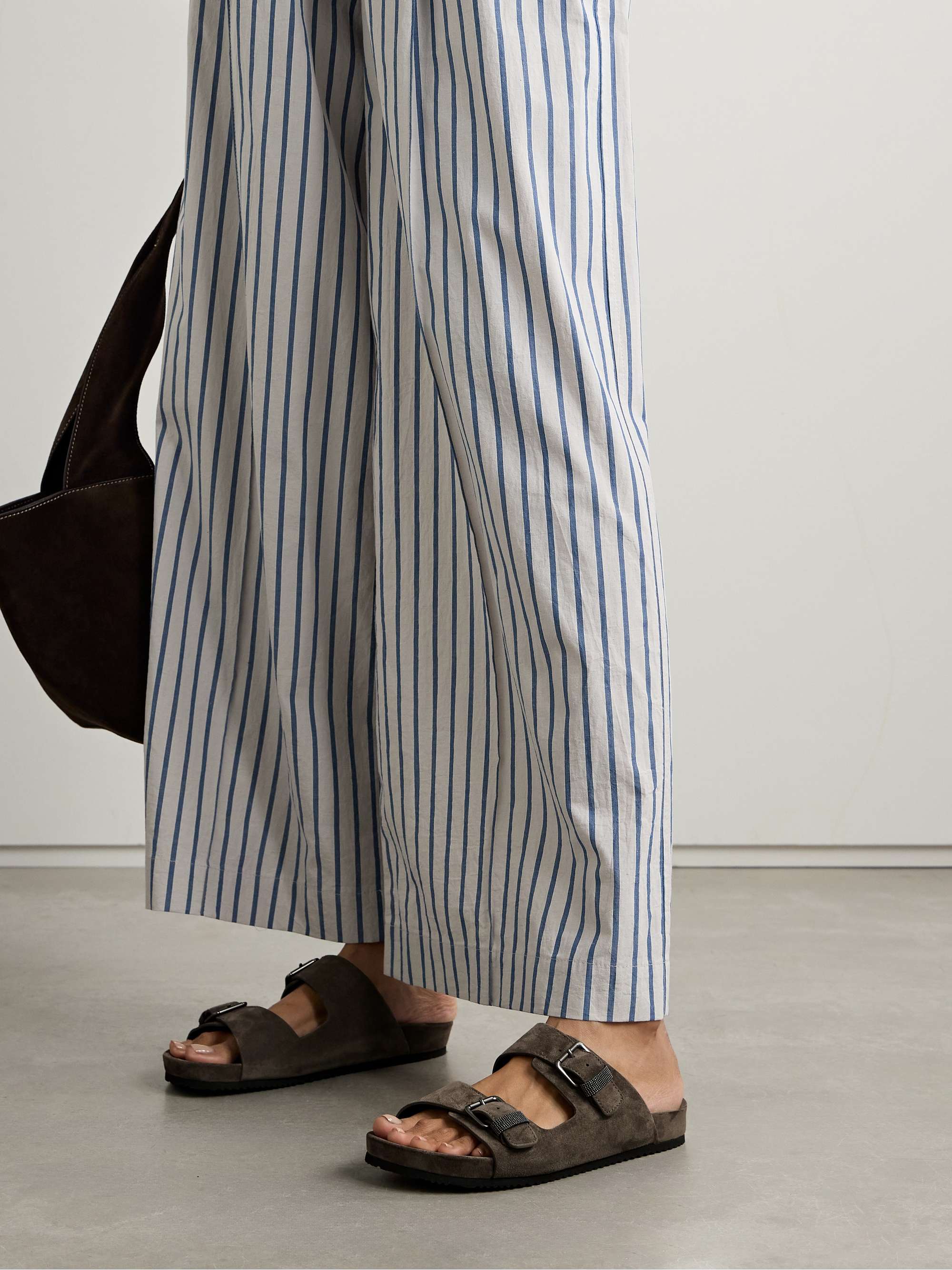 BRUNELLO CUCINELLI Embellished suede slides