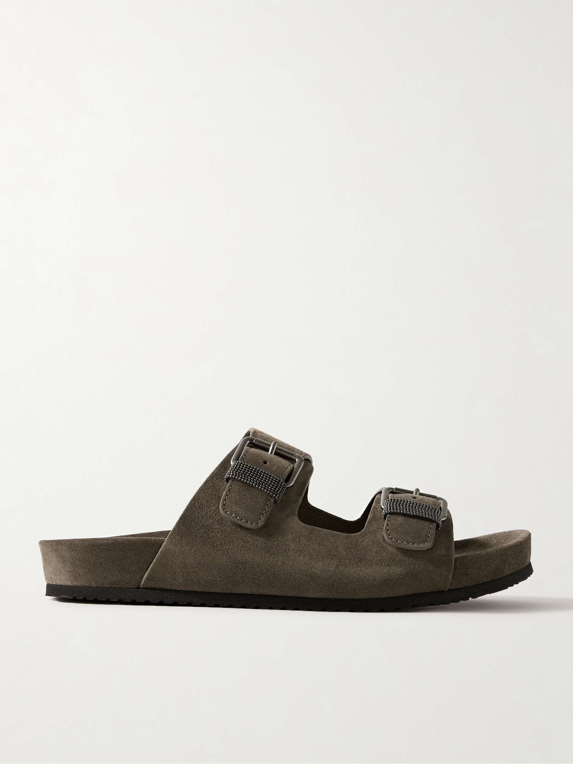BRUNELLO CUCINELLI Bead-embellished suede sandals | NET-A-PORTER