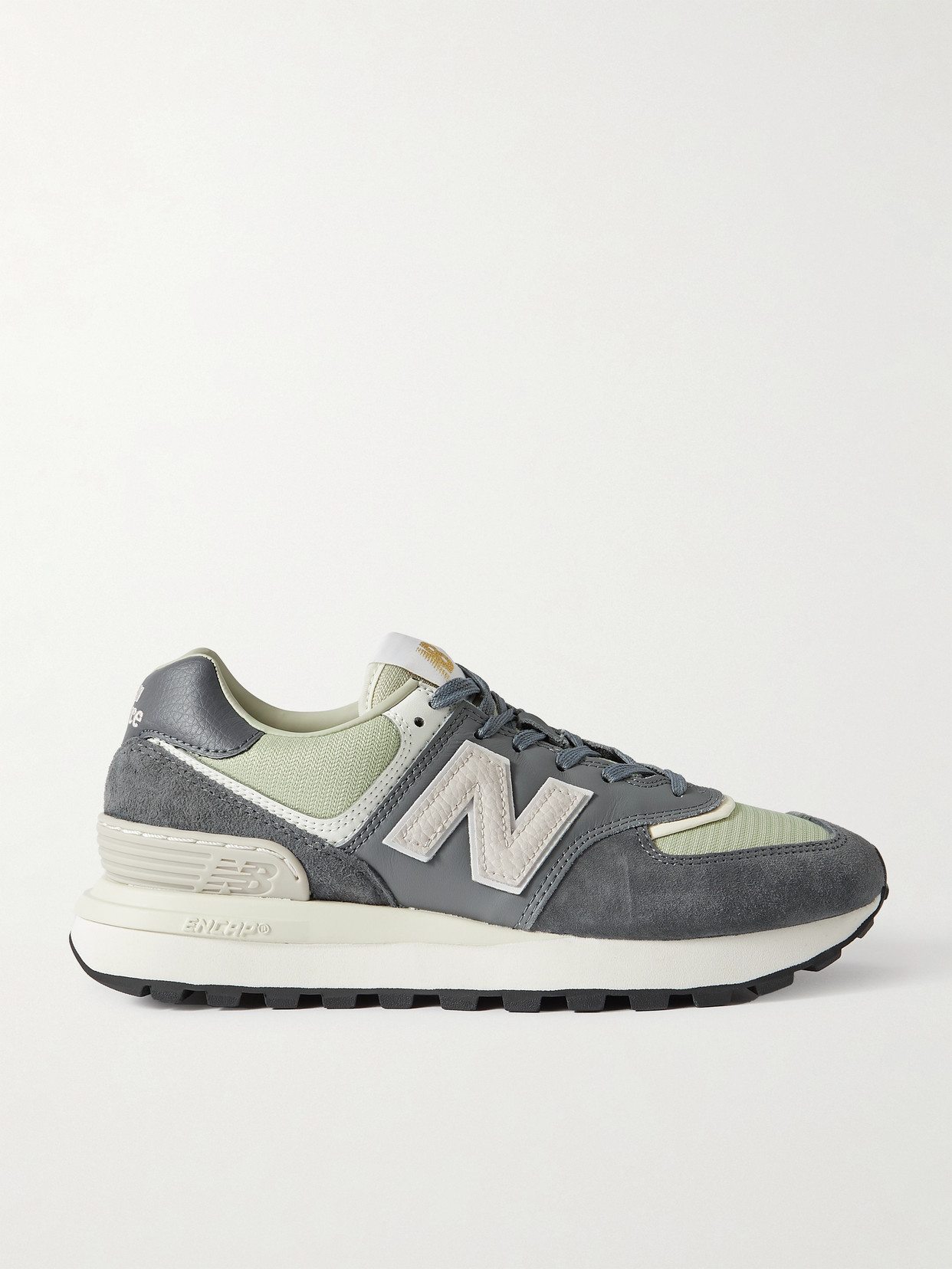 New Balance - 574 Leather, Suede And Mesh Sneakers - Gray