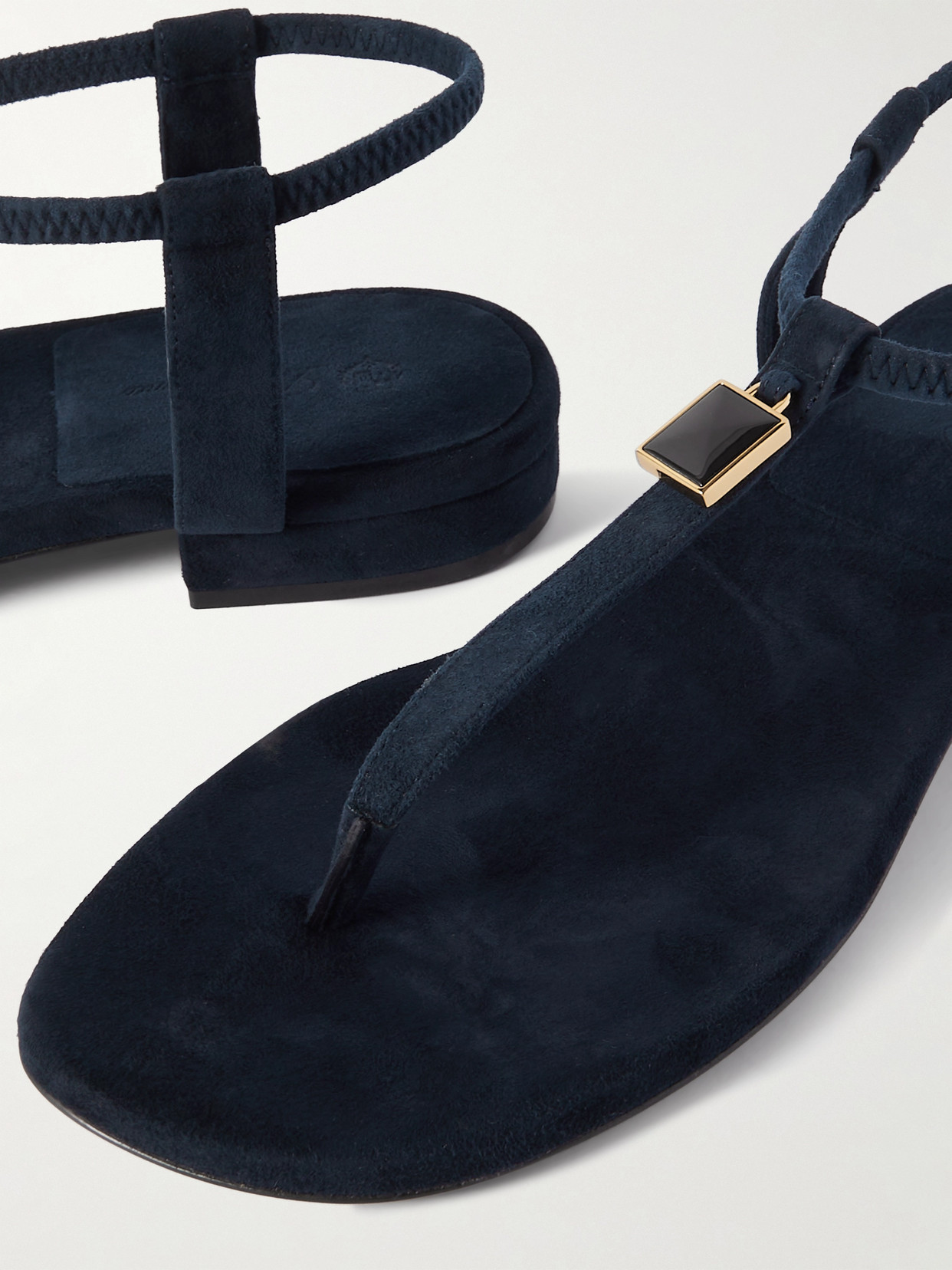 Shop Loro Piana Mindil Embellished Suede Sandals In Blue