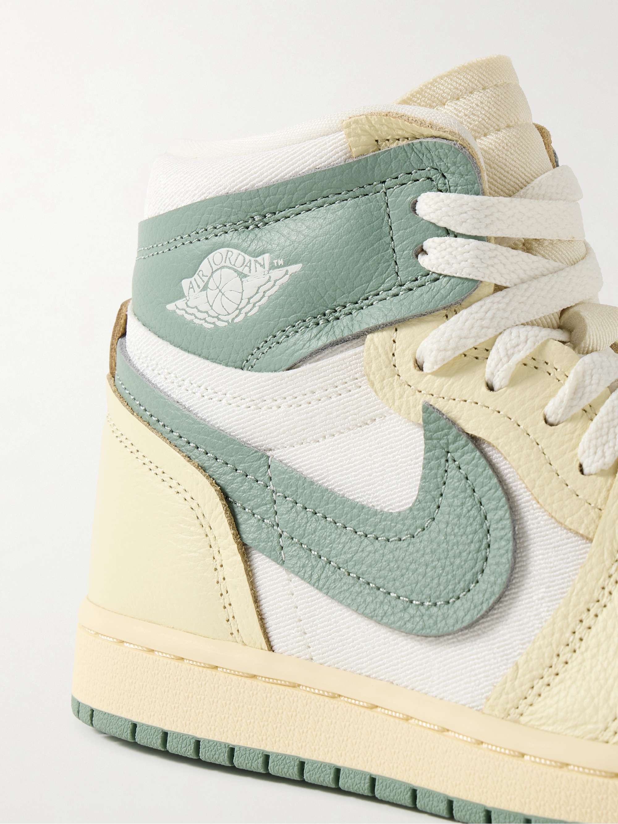 NIKE Air Jordan 1 High leather and twill sneakers | NET-A-PORTER NIKE Air Jordan 1 High leather and twill sneakers | NET-A-PORTER