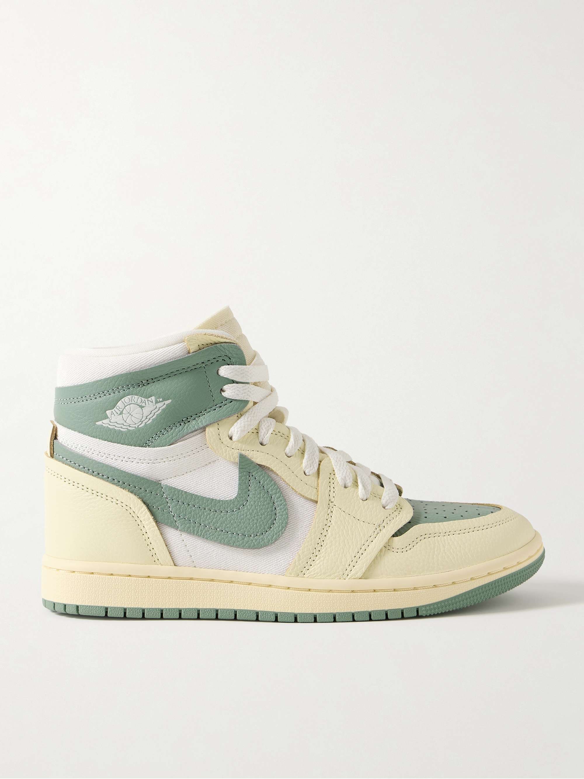 NIKE Air Jordan 1 High leather and twill sneakers | NET-A-PORTER NIKE Air Jordan 1 High leather and twill sneakers | NET-A-PORTER