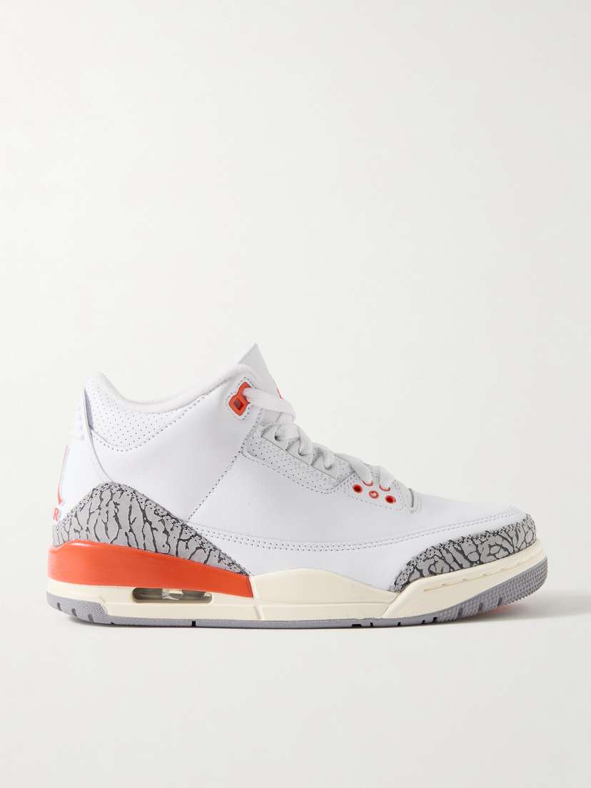 Nike Air Jordan 3 Retro Logo-embroidered Rubber-trimmed Suede And Leather Sneakers
