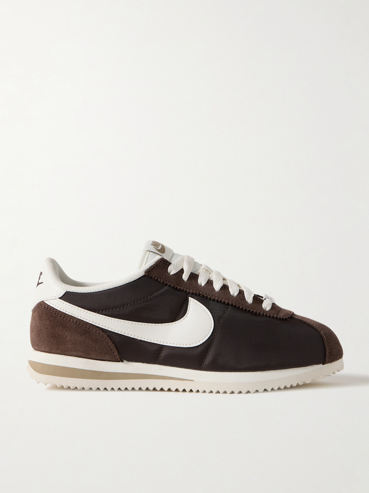 Nike Cortez Leather And Suede-trimmed Shell Sneakers In Brown