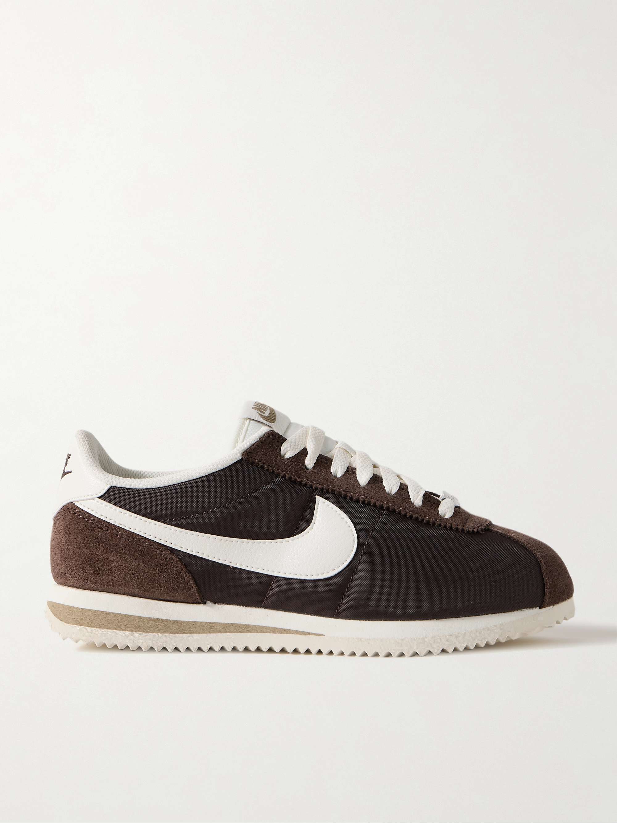 NIKE Cortez leather and suede trimmed shell sneakers NET A PORTER
