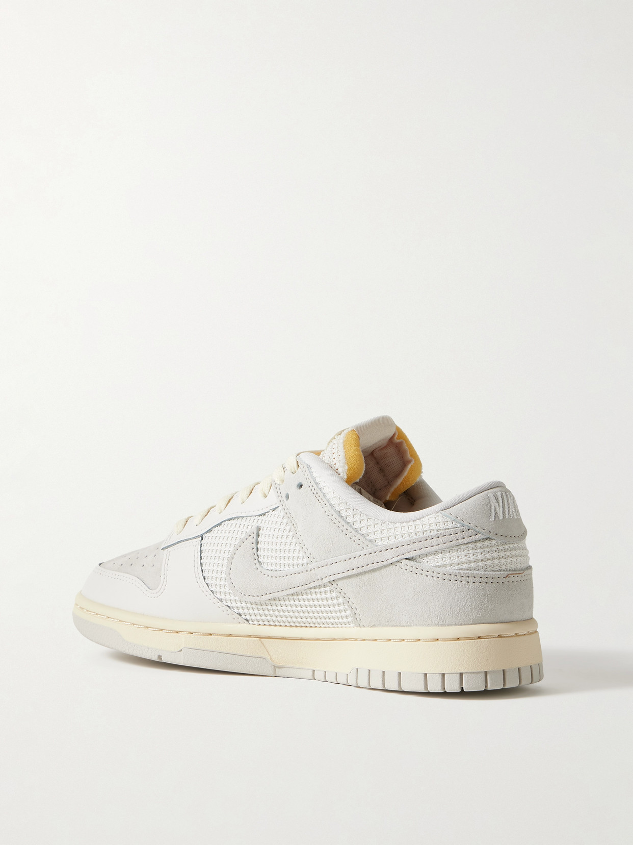 Nike Dunk Low Waffle-knit, Suede And Leather Sneakers In Ecru