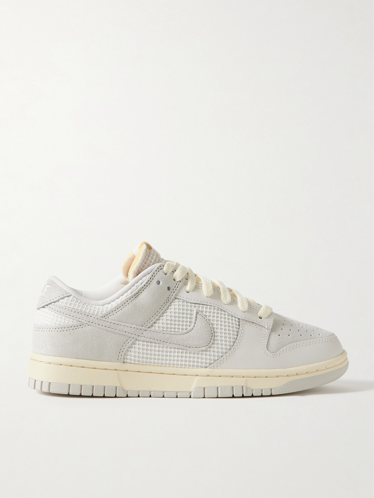 Nike Dunk Low Waffle-knit, Suede And Leather Sneakers In Ecru