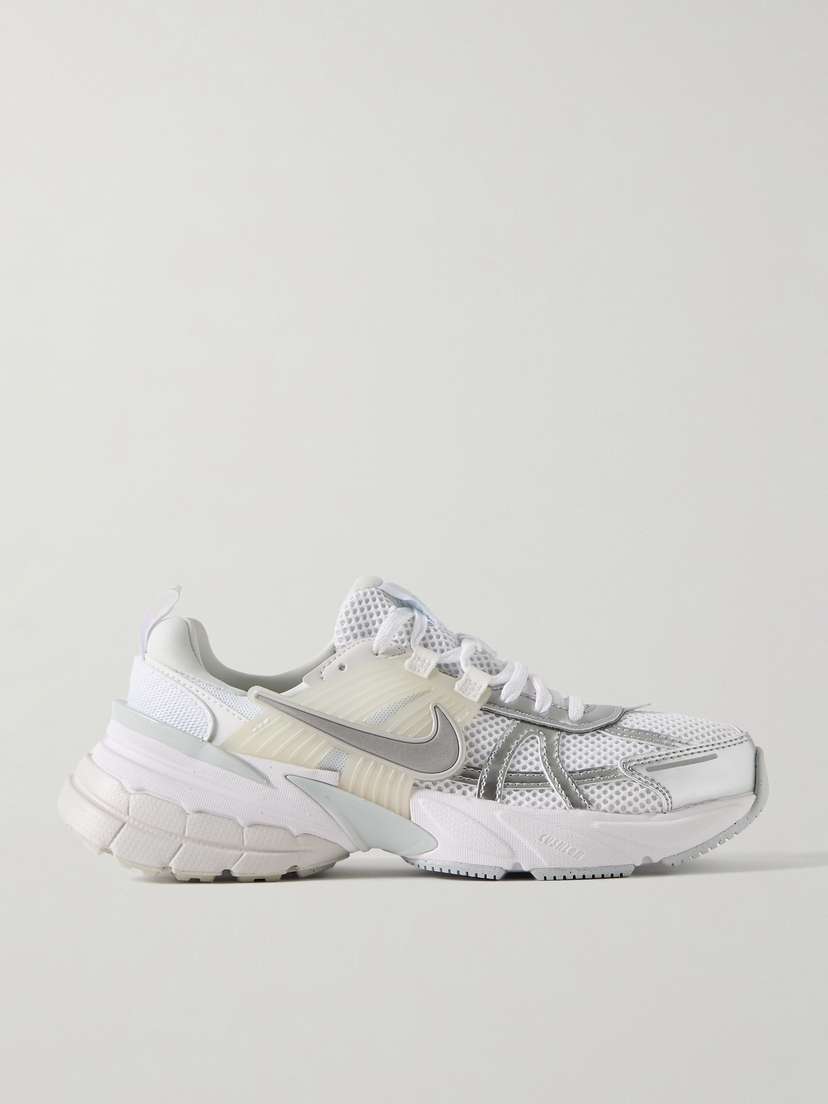 Nike V2k Run Rubber And Metallic Leather-trimmed Mesh Sneakers