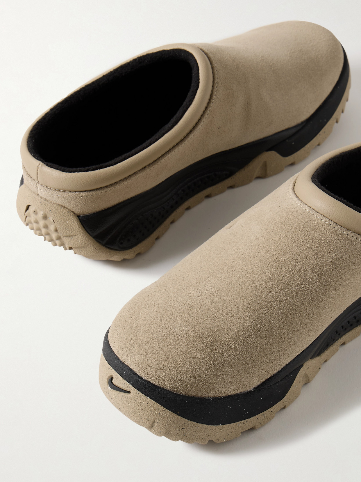 Shop Nike Acg Rufus Leather-trimmed Suede Slip-on Sneakers In Neutrals