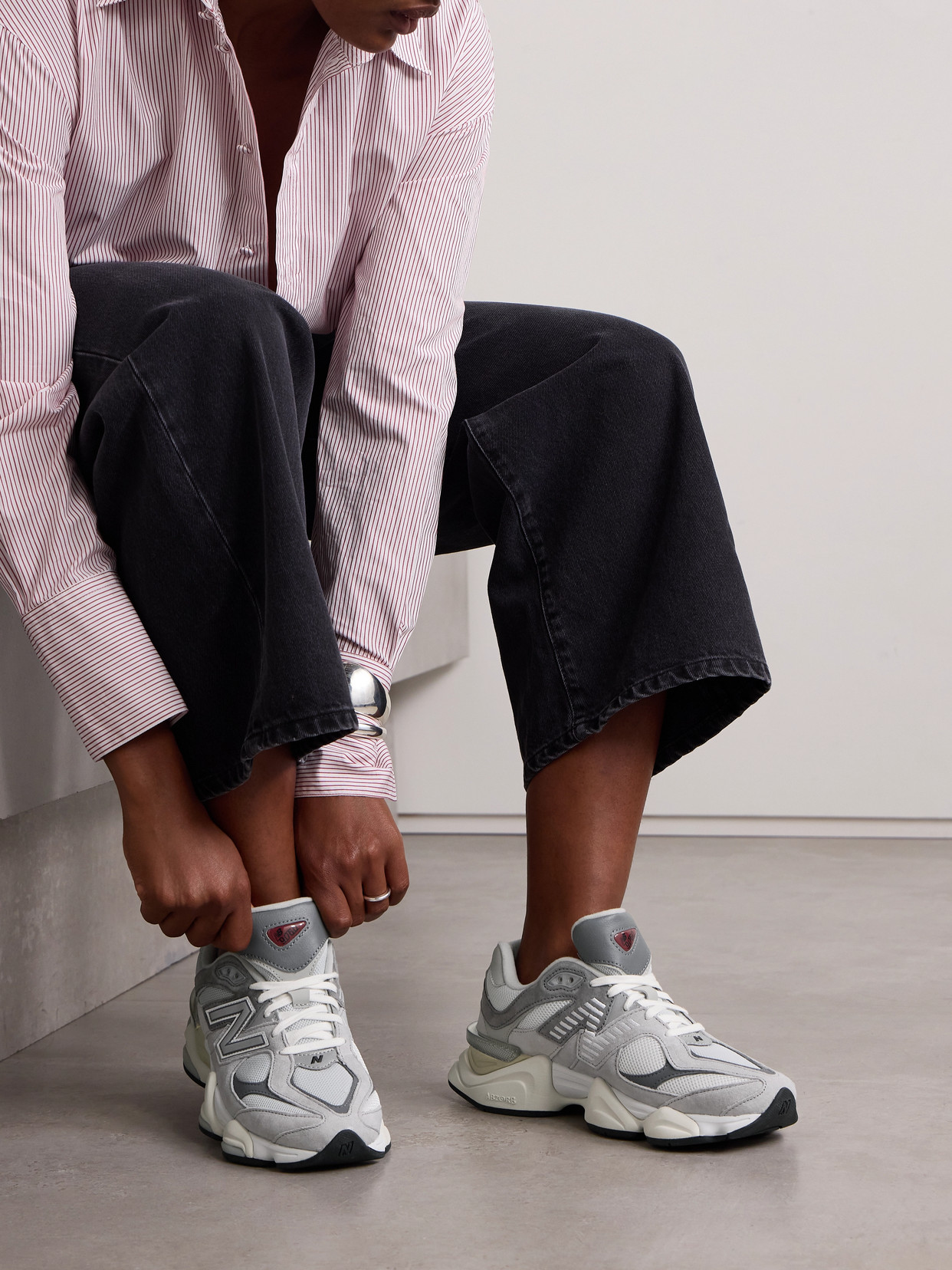 New Balance Mesh Panel Rubber Sole Sneakers In Gray