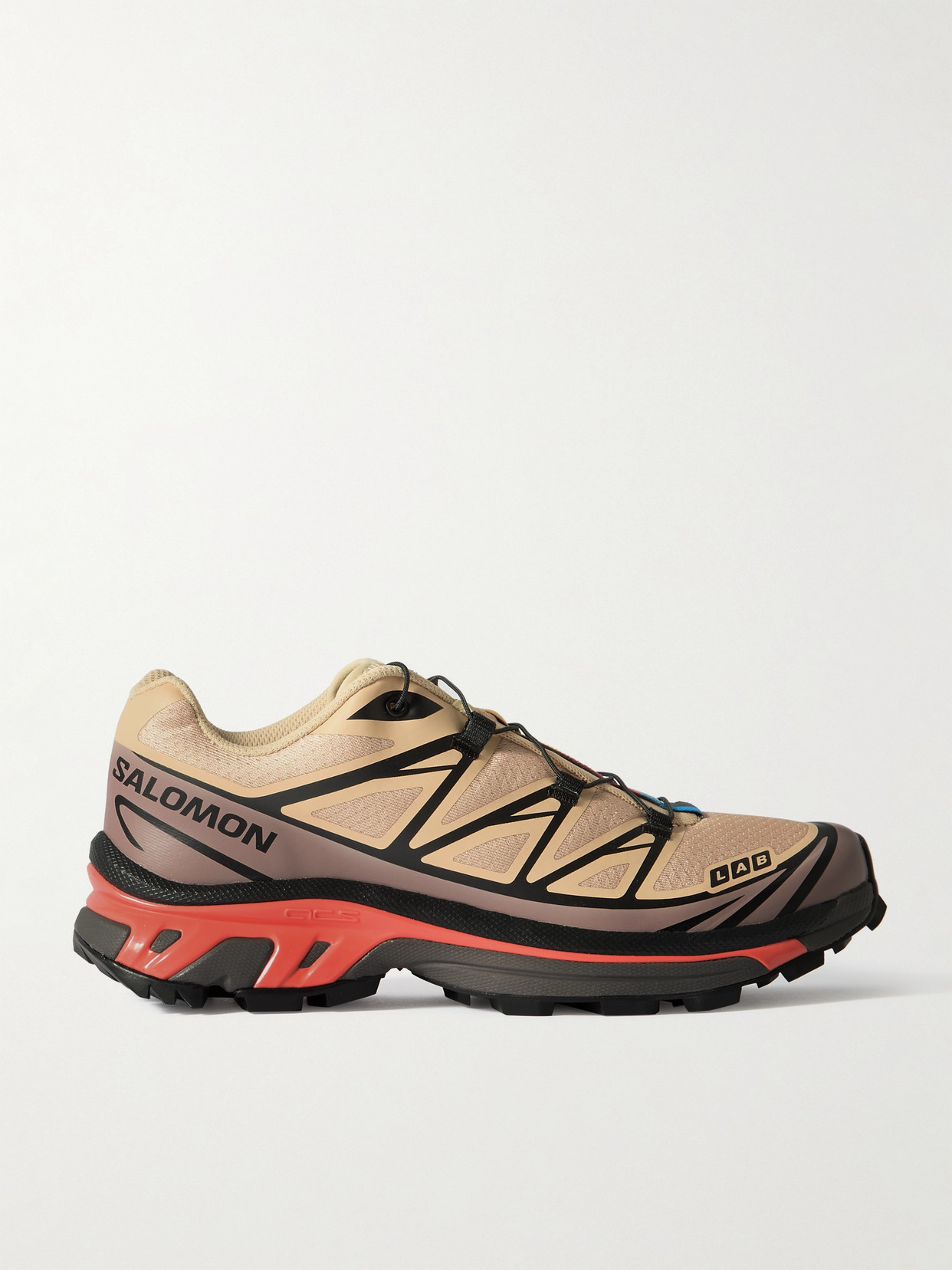 Salomon Xt-6 Rubber-trimmed Mesh Sneakers In Neutrals