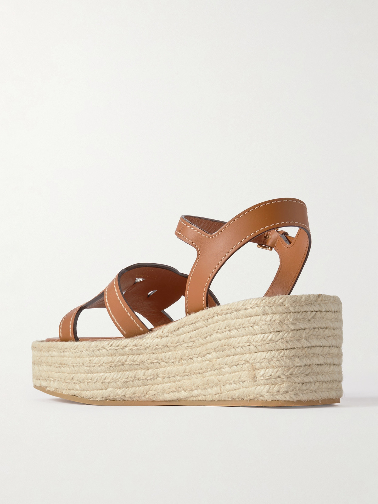 Shop Tod's Kate Cutout Leather Wedge Sandals In Brown