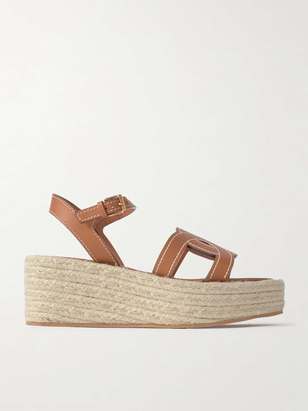 Tod's - Kate Cutout Leather Wedge Sandals - Brown