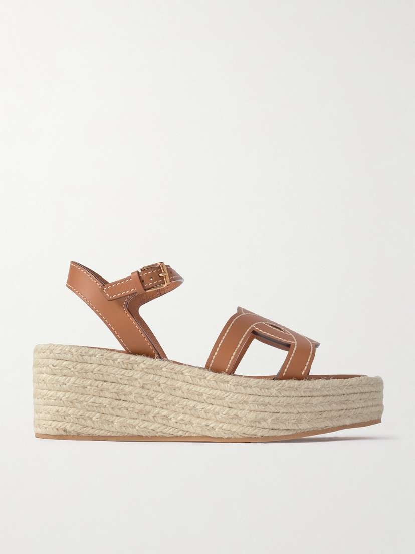 Tod's Kate Cutout Leather Wedge Sandals