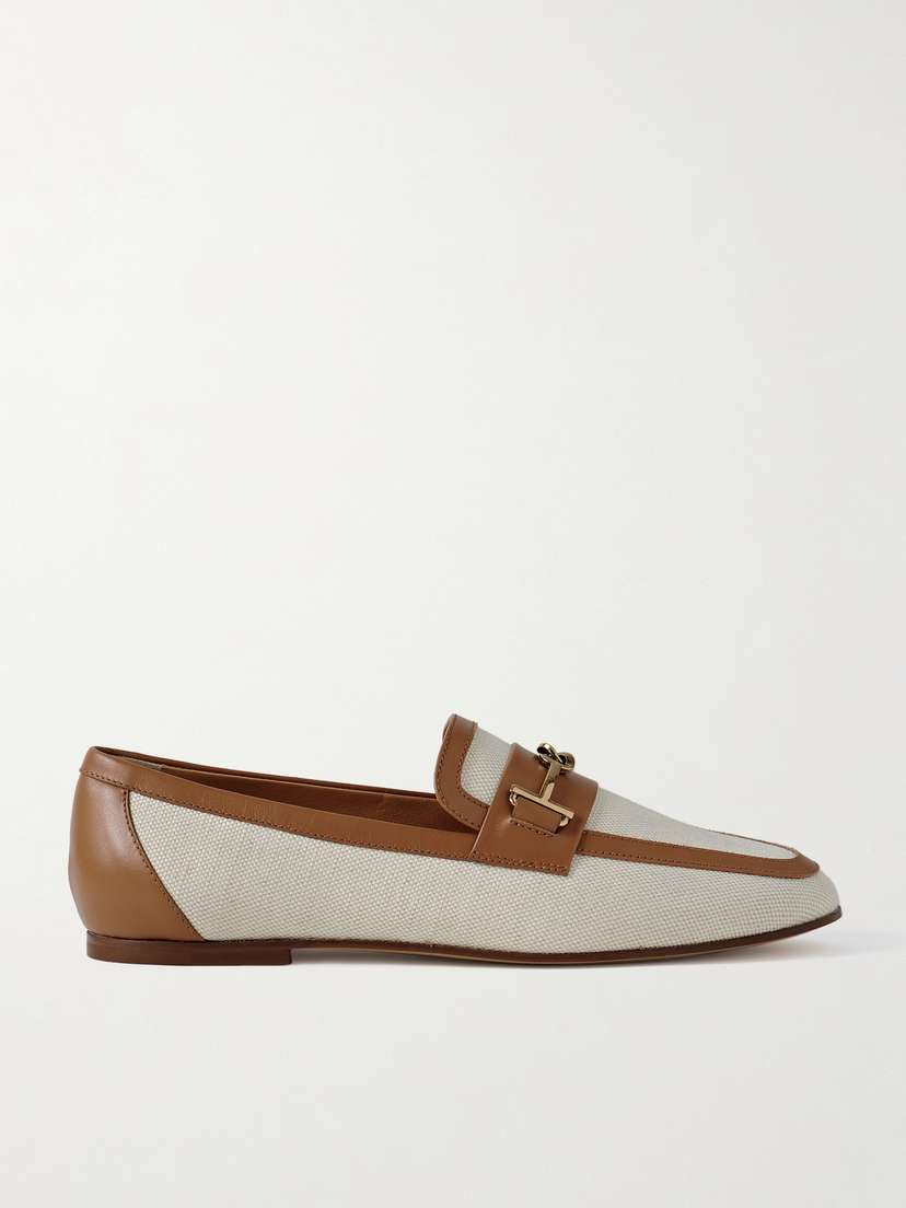 Tod's Leather-trimmed Canvas Loafers