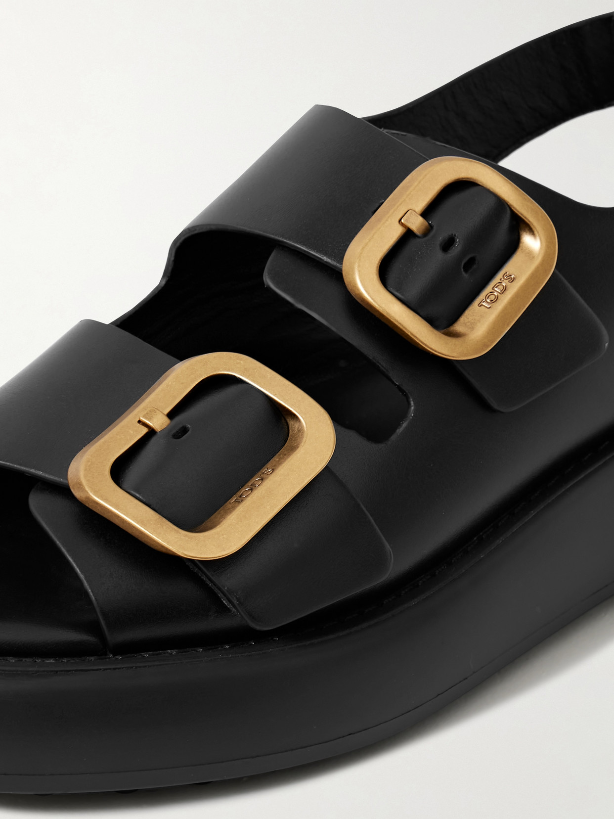 TOD'S GOMMA BUCKLED LEATHER PLATFORM SANDALS 