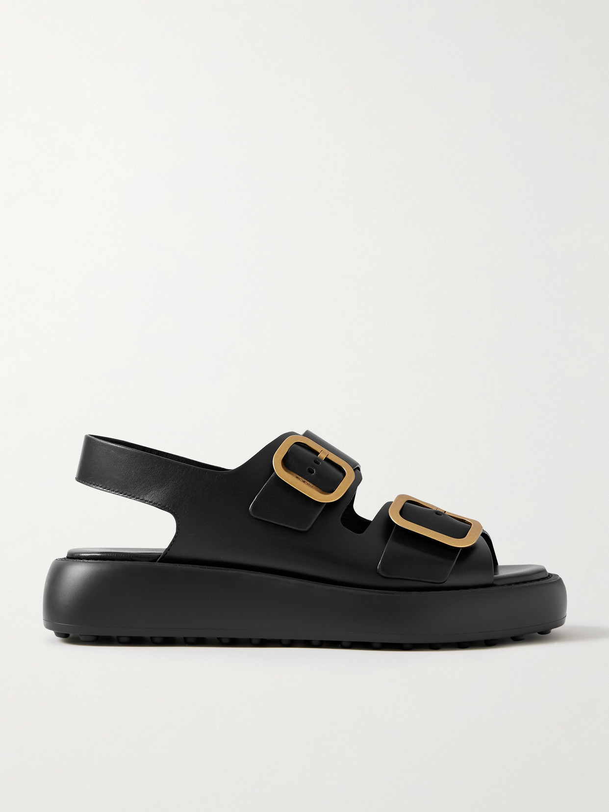 Shop Tod's Gomma Buckled Leather Platform Sandals In Black