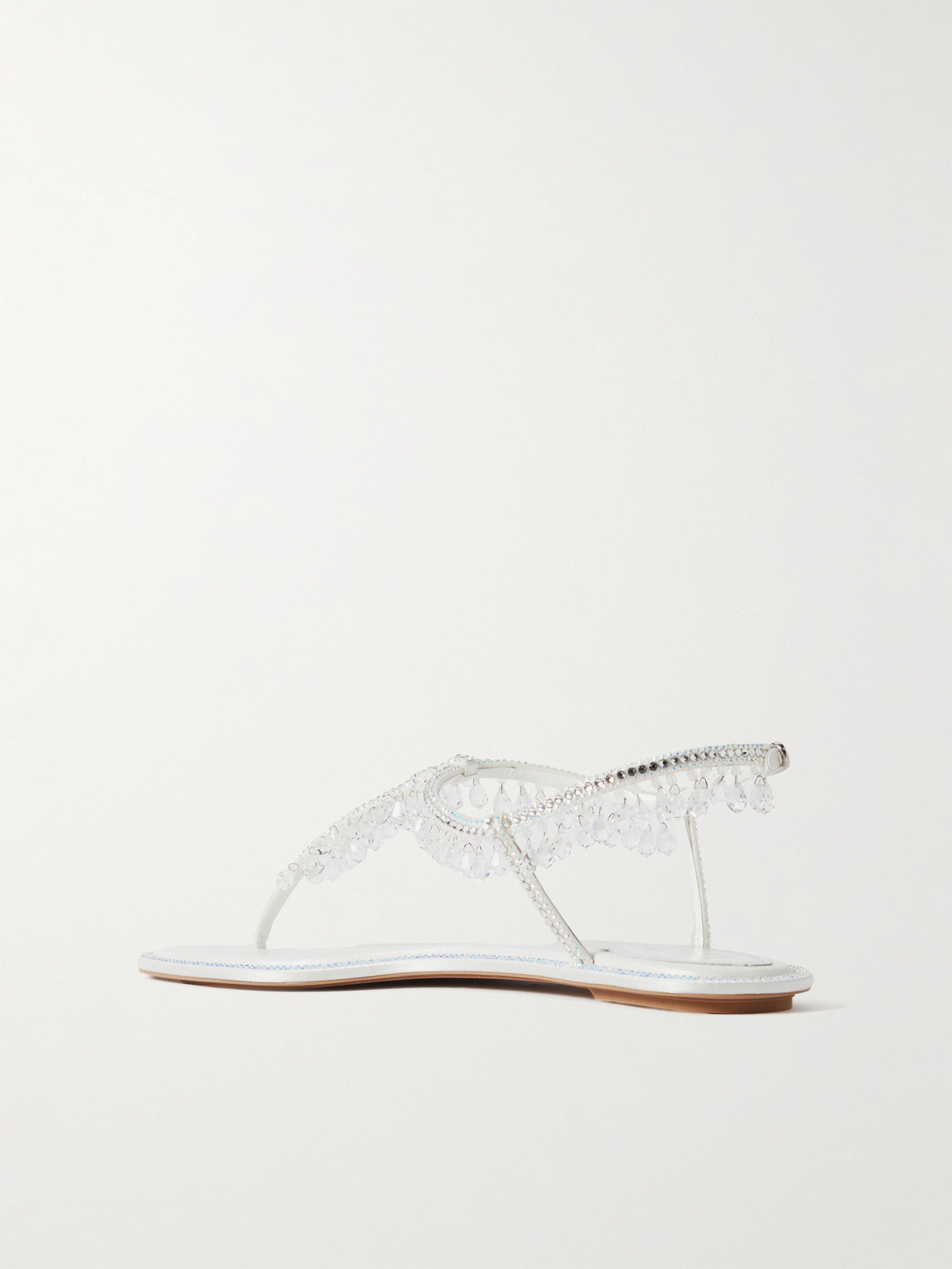 Shop René Caovilla Chandelier Crystal-embellished Satin Sandals In White