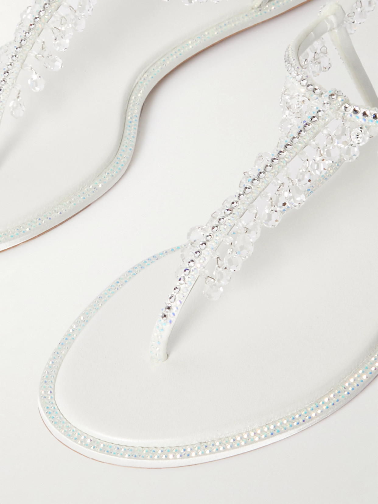 René Caovilla Chandelier Crystal-embellished Satin Sandals In White