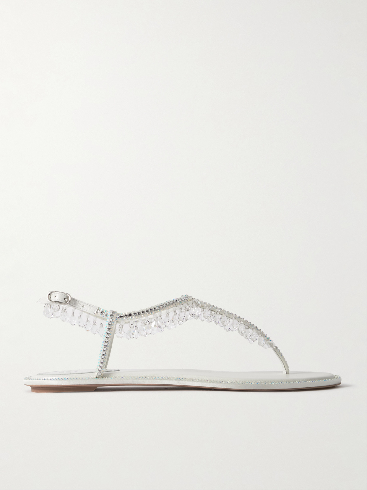 René Caovilla Chandelier Crystal-embellished Satin Sandals In White