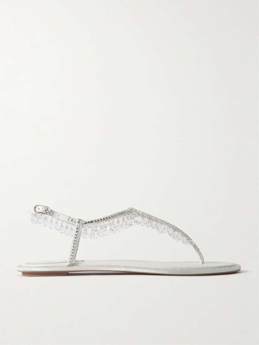 René Caovilla Chandelier Crystal-embellished Satin Sandals
