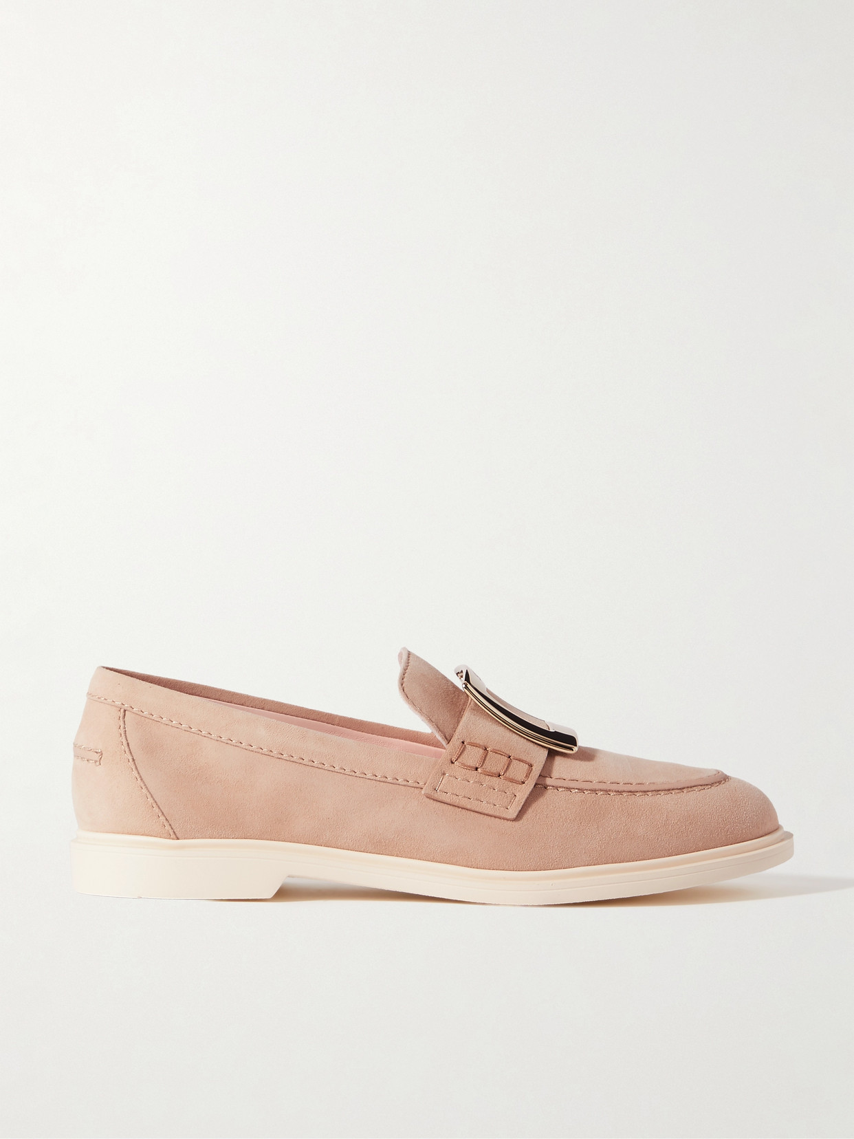 Roger Vivier Embellished Suede Loafers In Neutrals