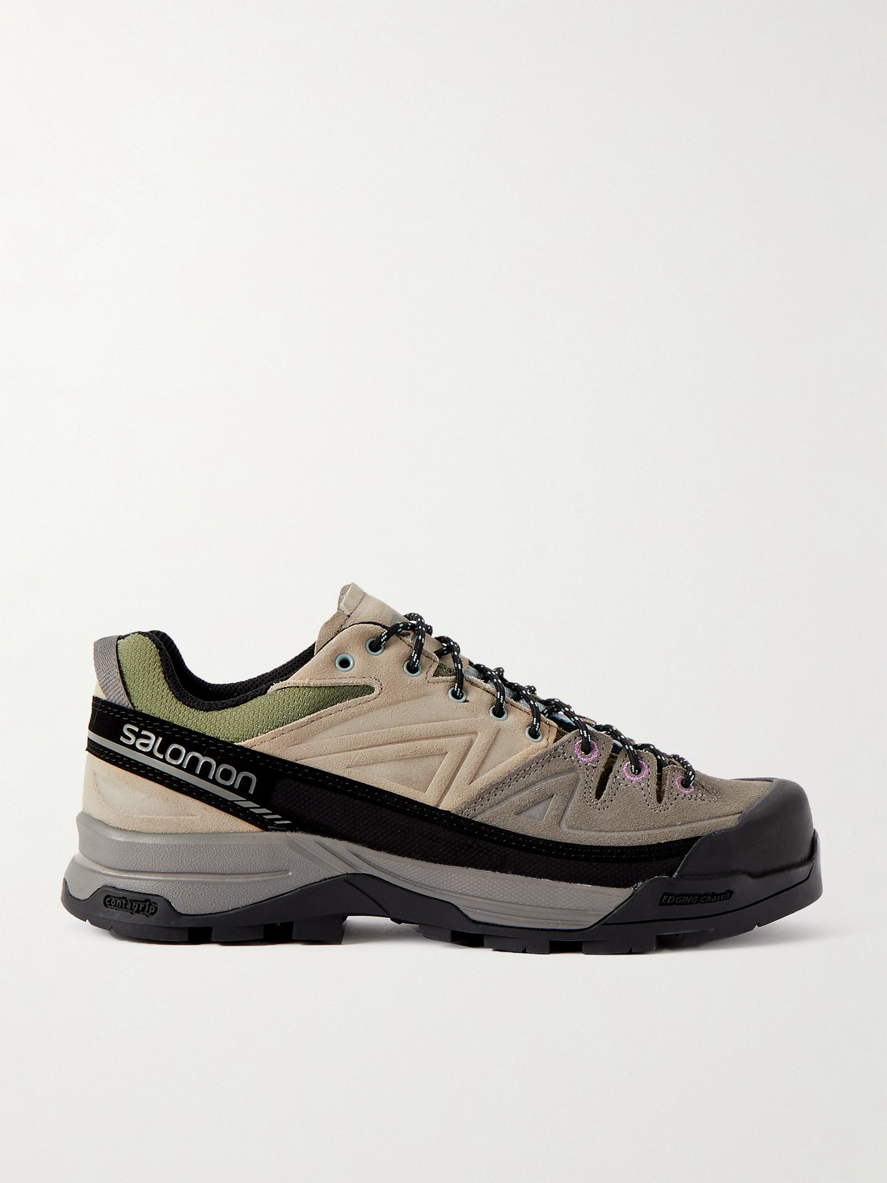 Shop Salomon X-alp Mesh- And Leather-trimmed Suede Sneakers In Gray