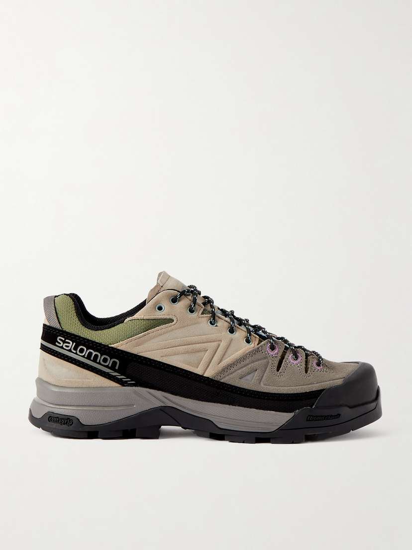 Salomon X-alp Mesh- And Leather-trimmed Suede Sneakers - UK 9