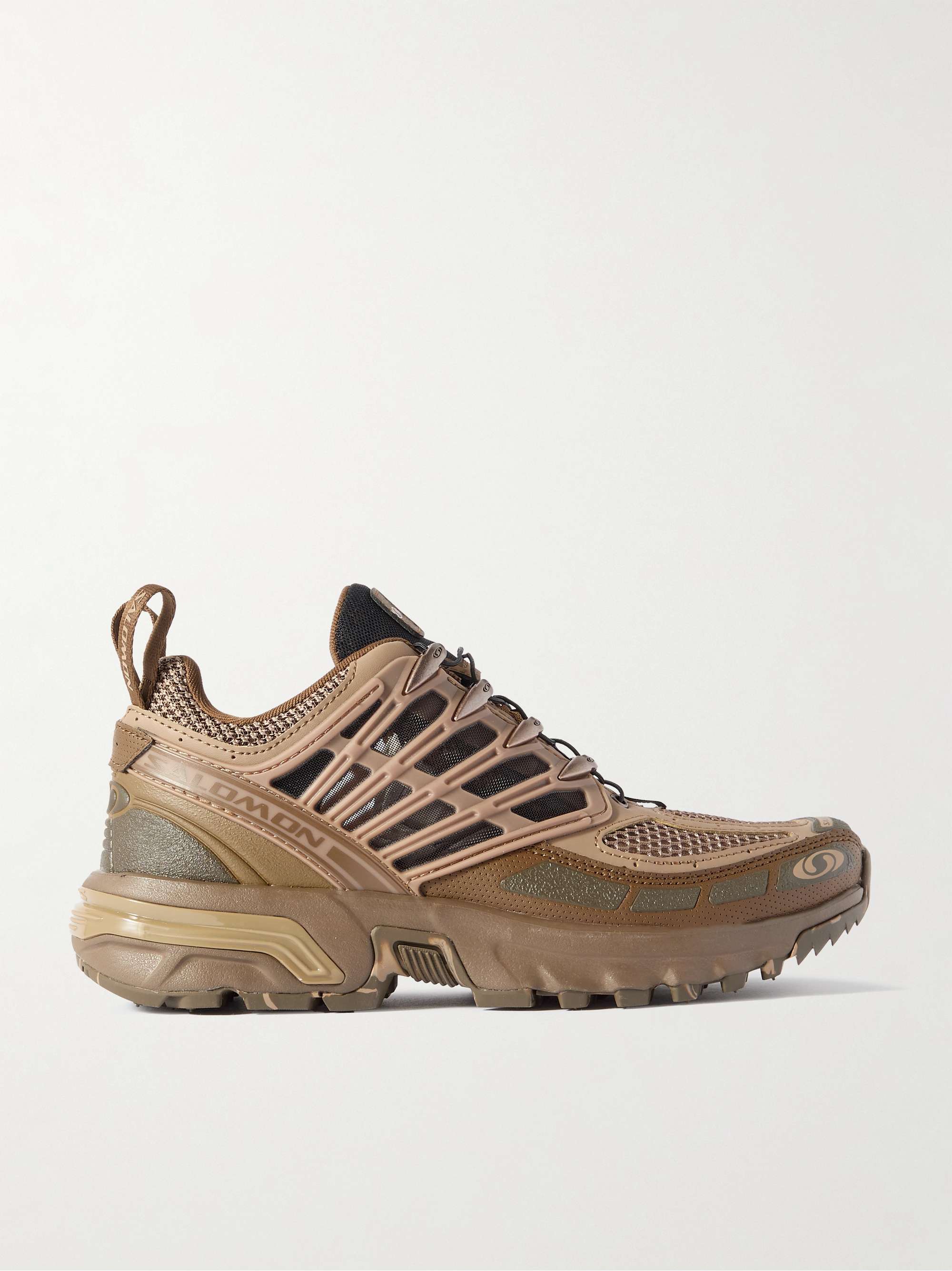 SALOMON ACS Pro Desert faux leather and rubber trimmed mesh sneakers NET A PORTER