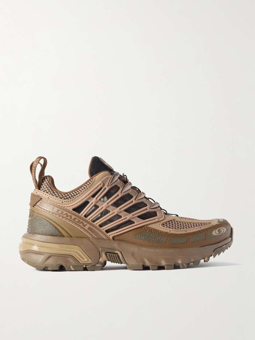 Salomon Acs Pro Desert Faux Leather And Rubber-trimmed Mesh Sneakers