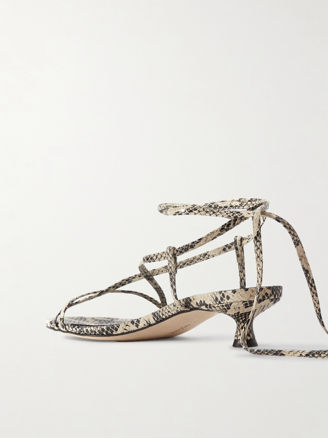 AEYDE PAIGE SNAKE-EFFECT LEATHER SANDALS