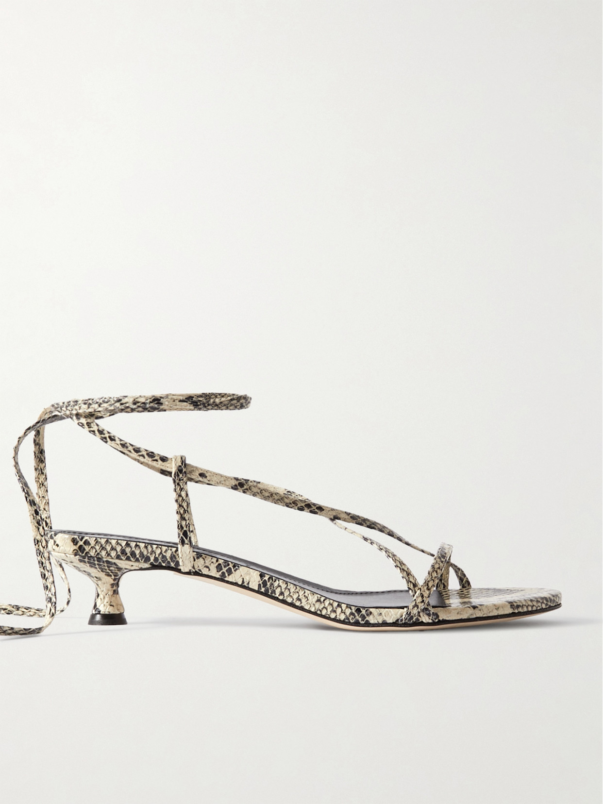 AEYDE PAIGE SNAKE-EFFECT LEATHER SANDALS