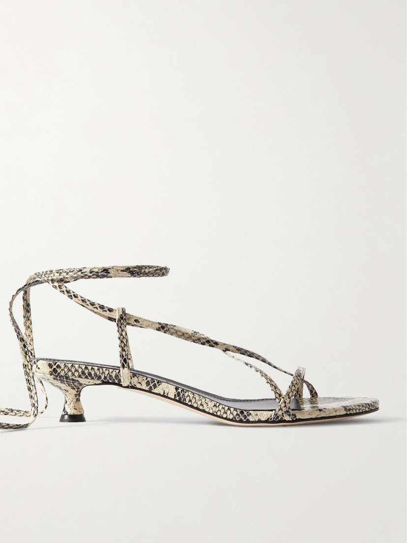 aeyde Paige Snake-effect Leather Sandals