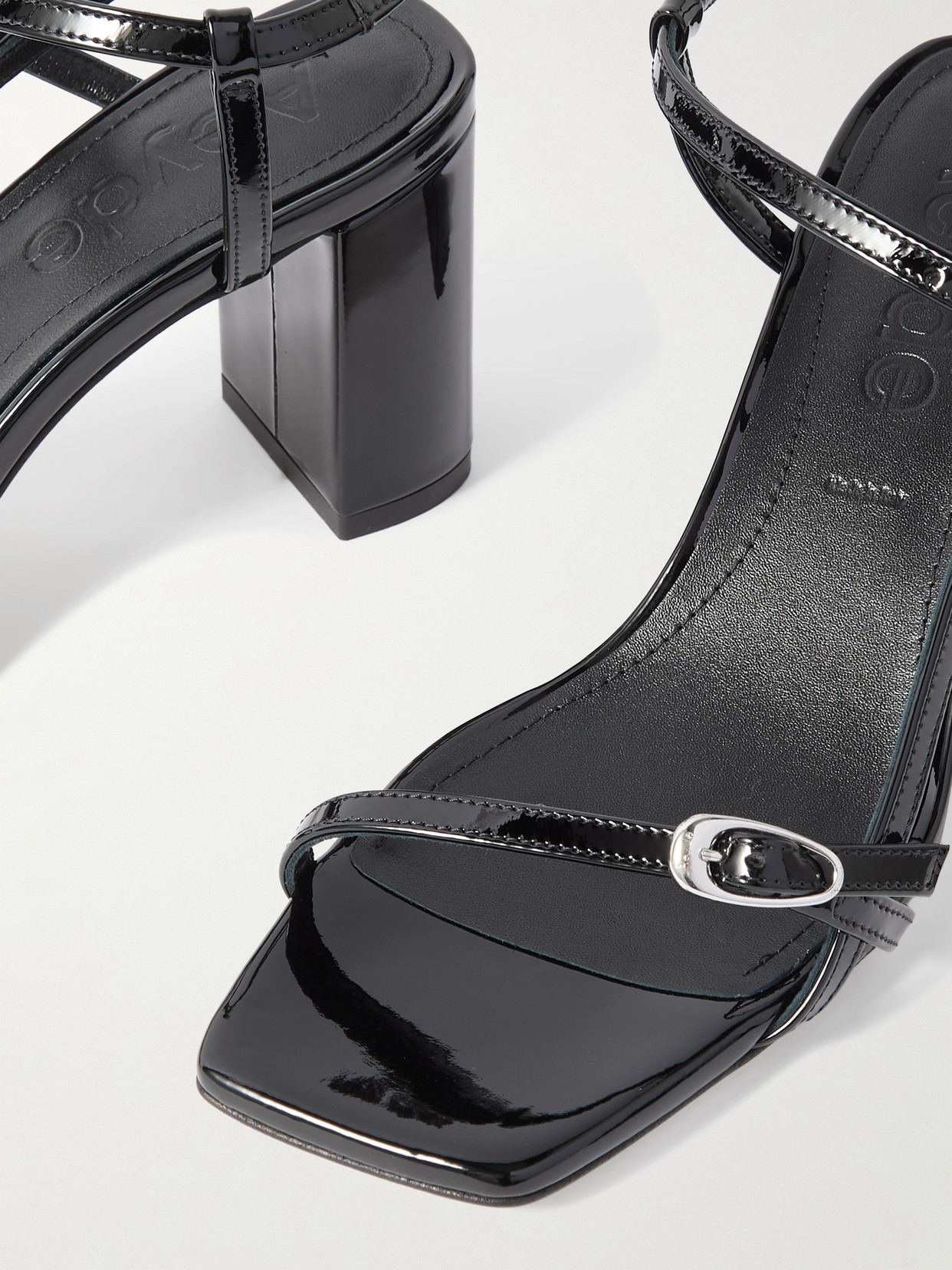Aeyde Franzi Patent-leather Sandals In Black