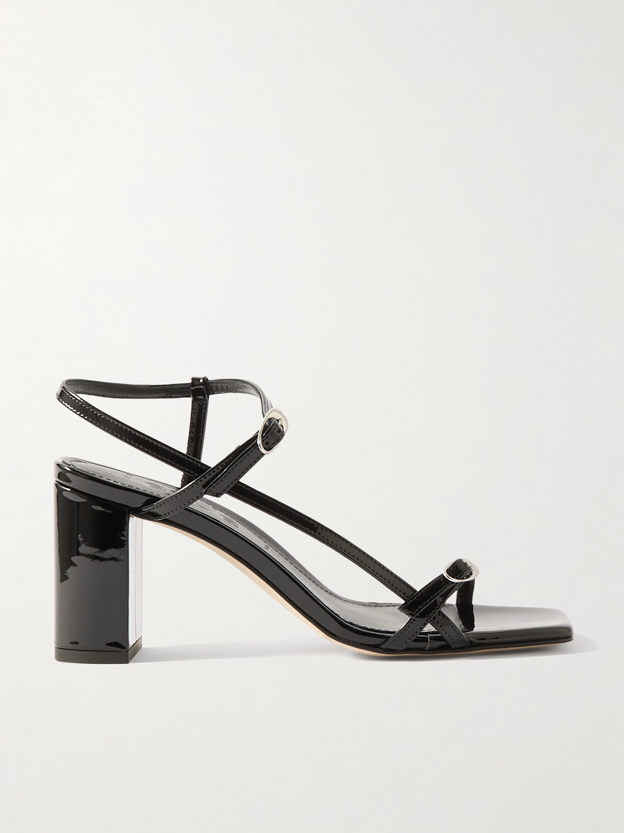 Shop Aeyde Franzi Patent-leather Sandals In Black