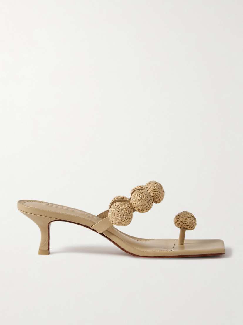 Cult Gaia Sarina Embellished Raffia And Leather Sandals - IT36