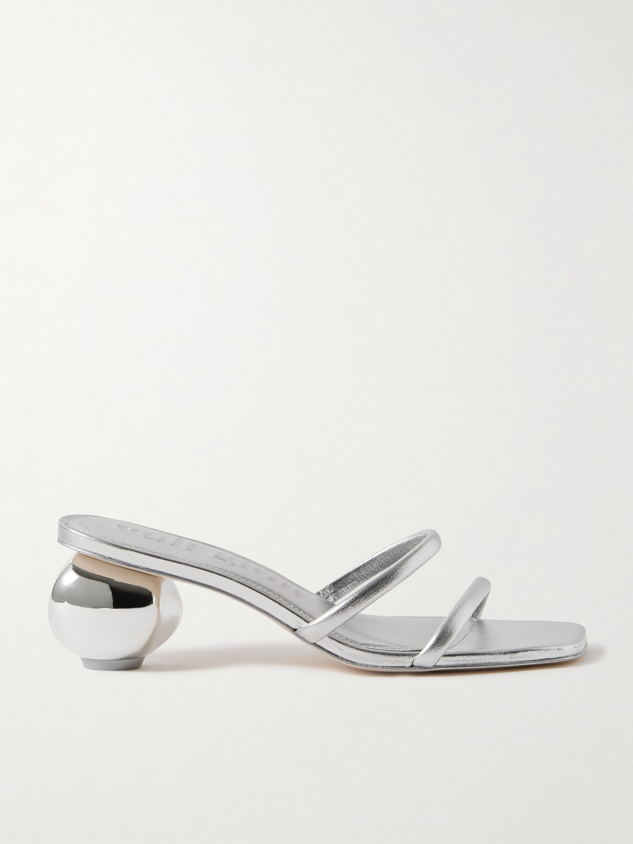 Cult Gaia Leora Metallic Leather Mules In Silver