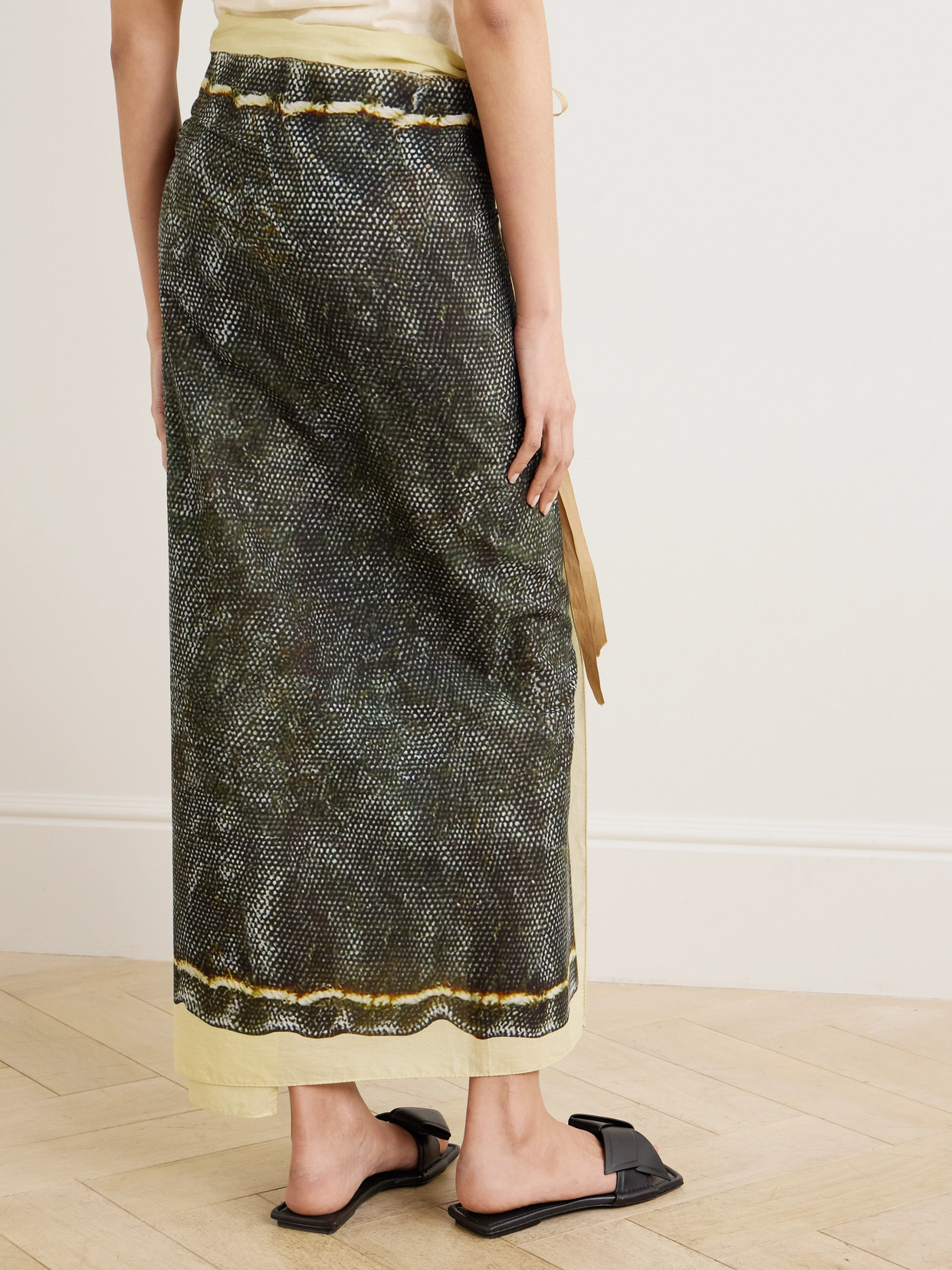 Acne Studios Printed Cotton-voile Pareo In Black