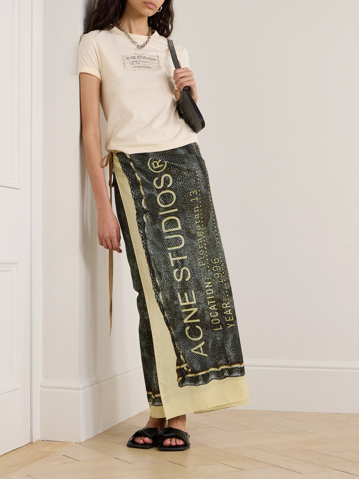 Acne Studios Printed Cotton-voile Pareo In Black